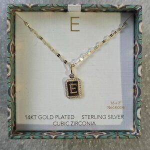 Olivia & Jackson Letter "E" Necklace, 14K Gold Plated Sterling Silver